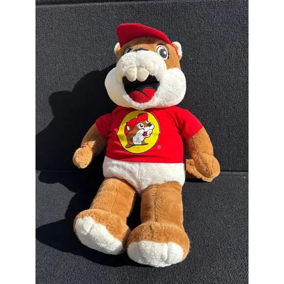 Buc-ees Beaver Plush Toy With Red Shirt & Cap Lg 26" - Picture 2 of 7